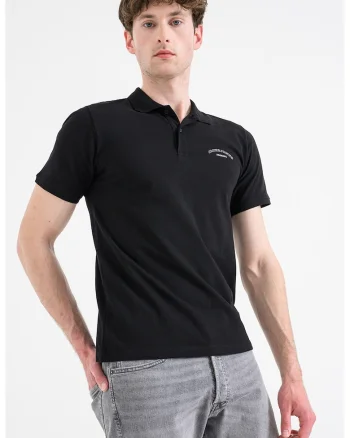Tricou polo de bumbac organic College, Negru