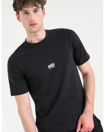 Tricou cu imprimeu logo camuflaj, Negru