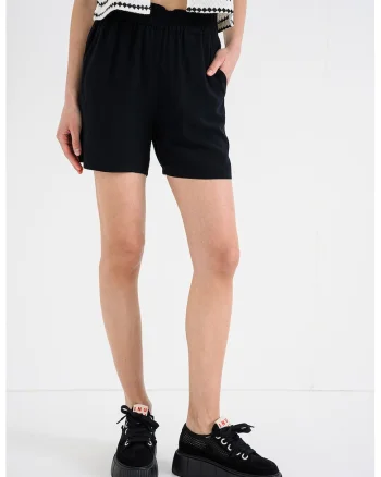 Pantaloni scurti cu imprimeu abstract, Negru