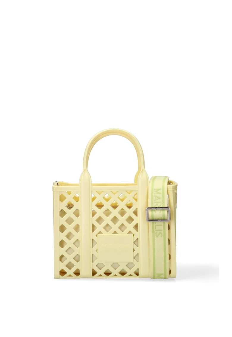Geanta de piele ecologica cu logo Celesta Ultra, Galben deschis