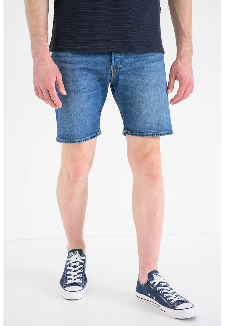 Blugi scurti din denim cu buzunare, Albastru melange