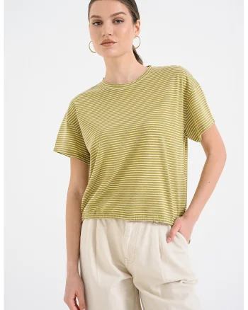 Tricou cu terminatie cu snur Cristy, Kaki
