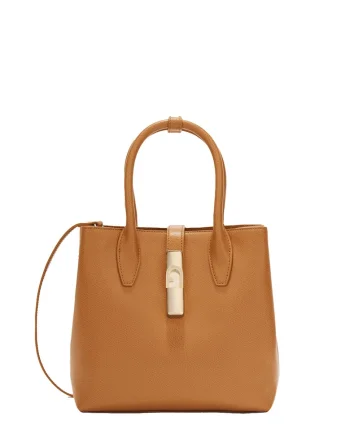 Geanta de piele cu bareta de umar Elara Chic, Caramel