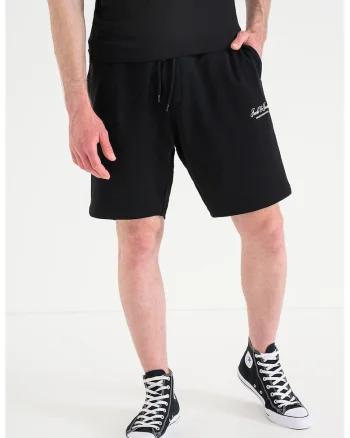 Pantaloni scurti de trening din amestec de bumbac organic si buzunare Archive, Negru
