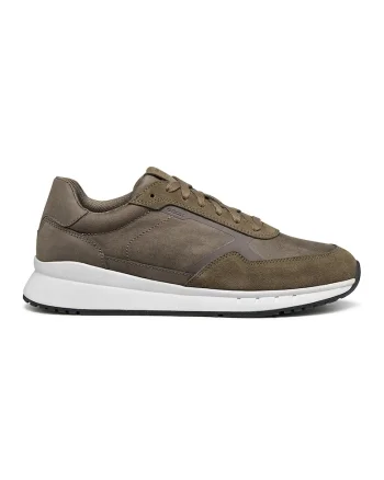 Pantofi sport cu insertii de piele intoarsa, Maro inchis