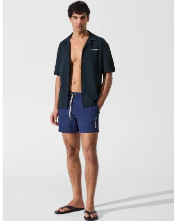 Pantaloni scurti de baie cu buzunar pe partea din spate, Bleumarin