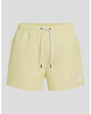 Pantaloni scurti de baie cu imprimeu logo, Galben pai