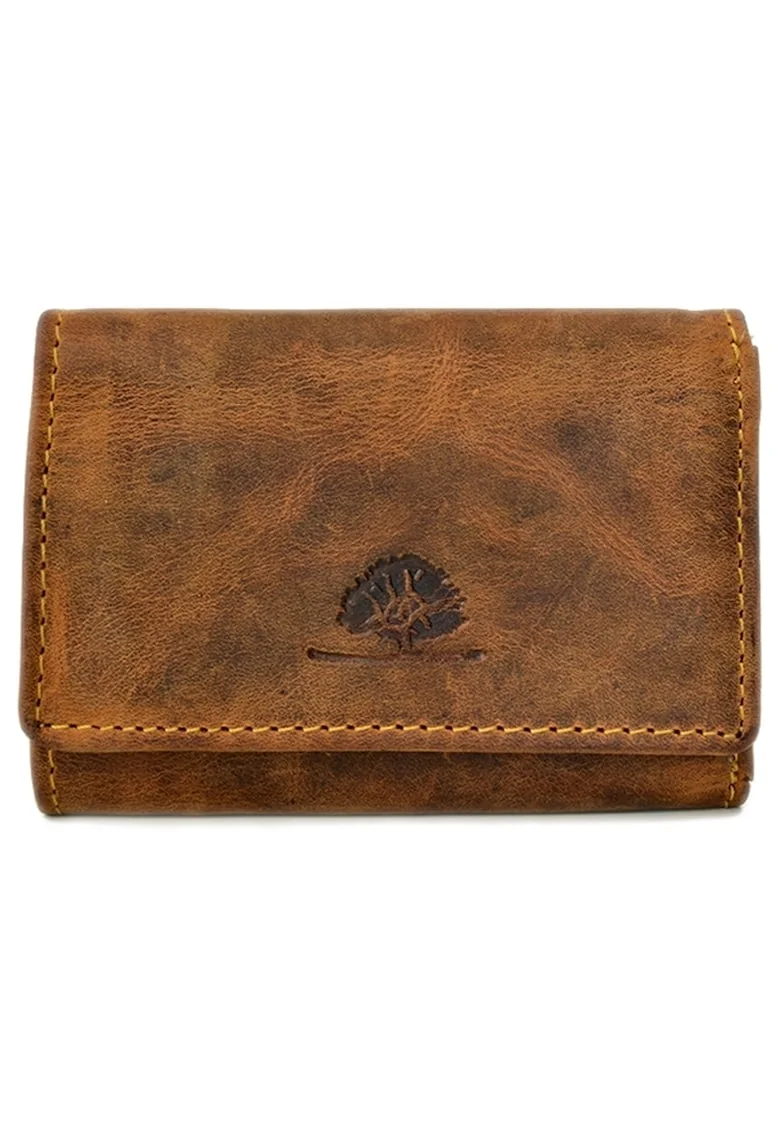 Portofel barbati piele naturala maro antichizat 10.5 x 7.0 x 2.5 cm, Vintage,  Maro antichizat