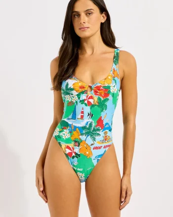 Seafolly costum de baie dintr-o singură piesă de damă Ring Front