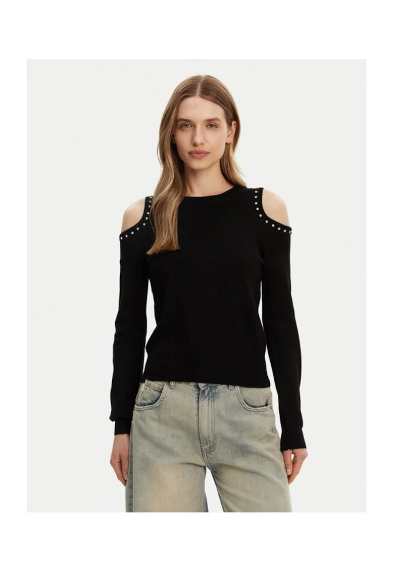 Pulover dama,  304784811, Viscoza/Poliester, Negru, Negru