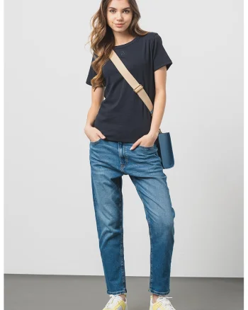 Tricou cu decolteu la baza gatului Deloris, Negru
