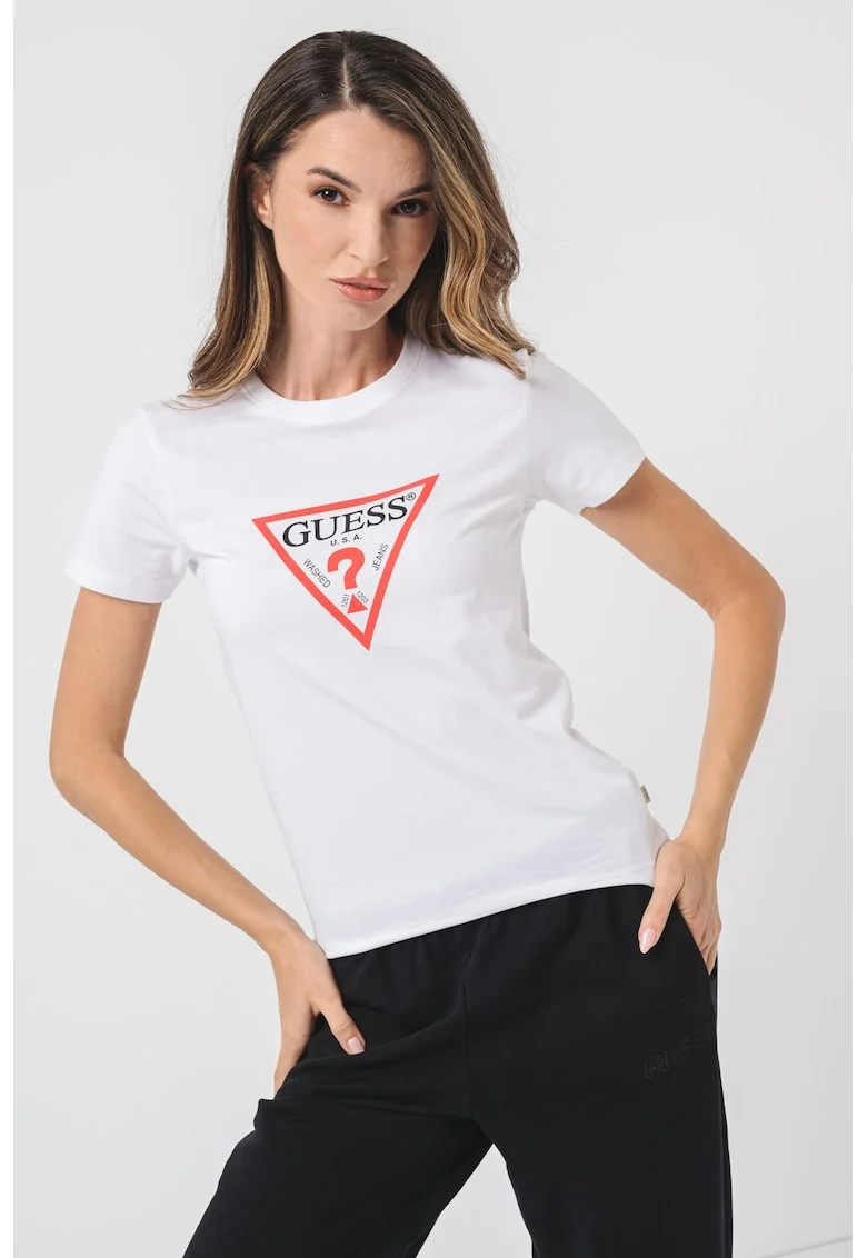 Tricou slim fit cu imprimeu logo Iconic, Rosu/Alb/Negru