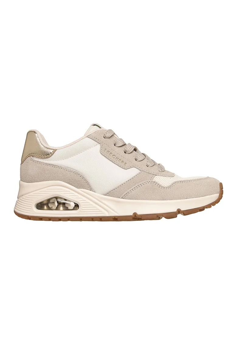 Pantofi sport Uno Vintage Air din piele intoarsa cu insertii de plasa, Alb murdar