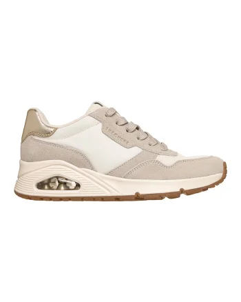 Pantofi sport Uno Vintage Air din piele intoarsa cu insertii de plasa, Alb murdar