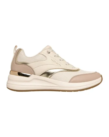 Pantofi sport wedge Billion 2-Monroe Wedge cu insertii de plasa, Crem