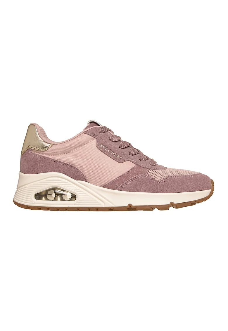 Pantofi sport Uno Vintage Air din piele intoarsa cu insertii de plasa, Roz prafuit