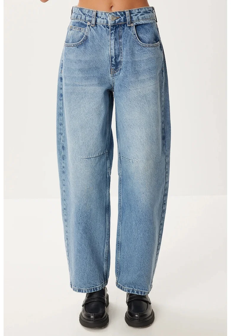 Blugi Happiness Istanbul High Waist Balloon Fit, Denim, Albastru