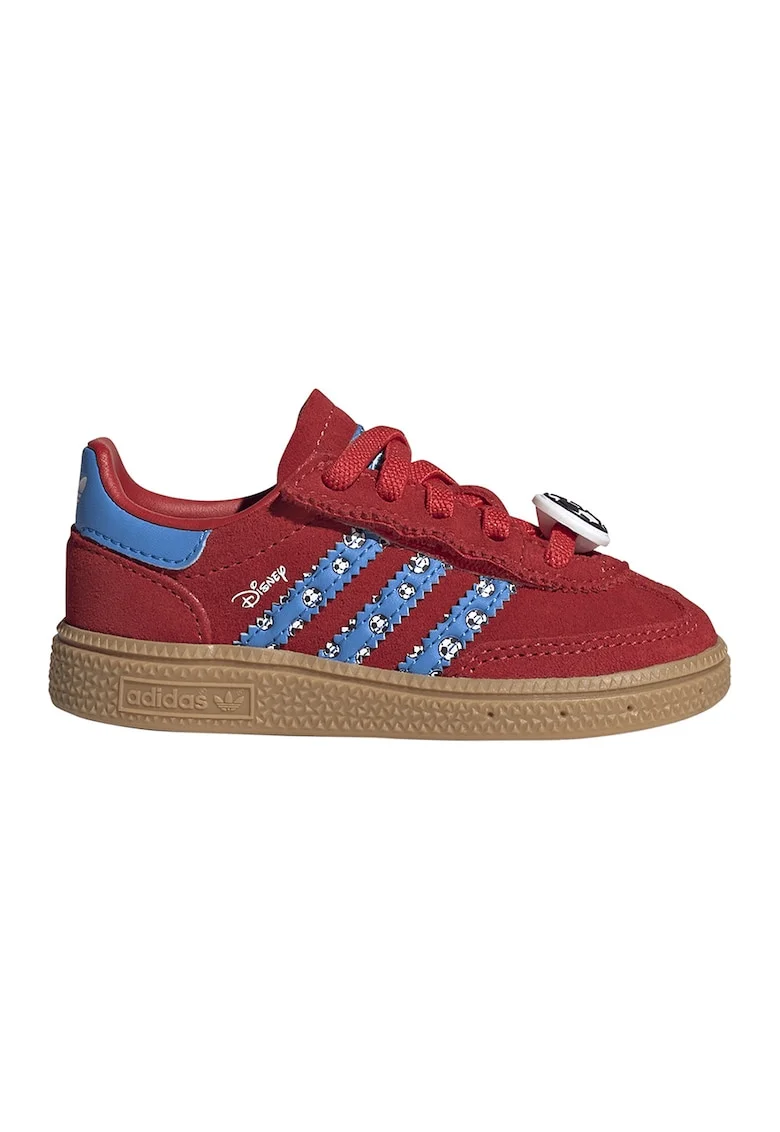 Pantofi sport din piele intoarsa cu logo Handball Spezial, Rosu/Albastru pastel