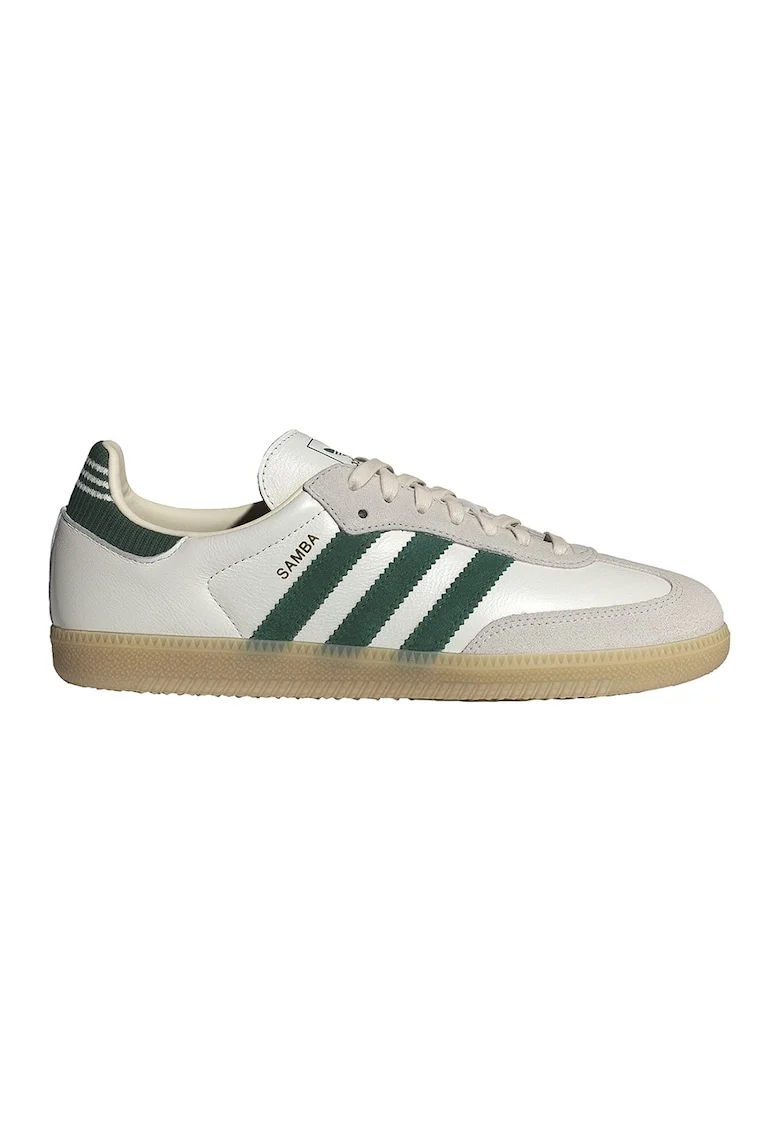 Pantofi sport din piele cu insertii din piele intoarsa Samba, Alb/Verde