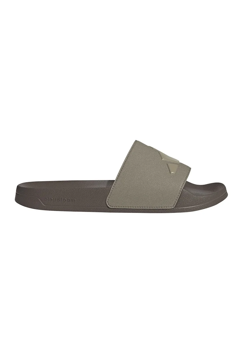 Papuci unisex cu logo Adilette, Maro inchis/Bej deschis