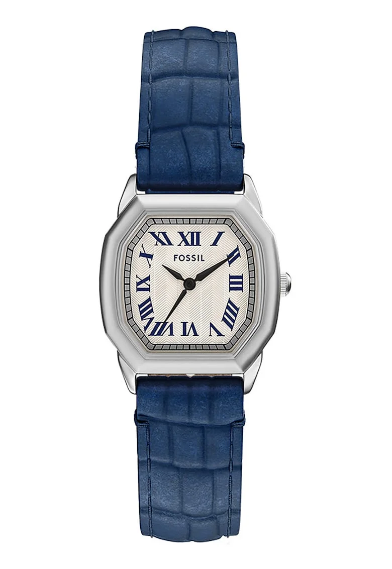 Ceas cu o curea din piele Harlow, Argintiu/Albastru de Gentiana