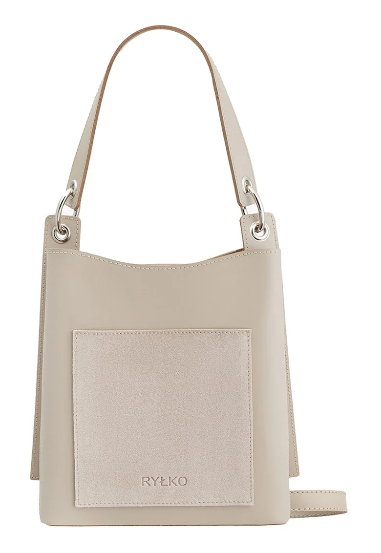 Geana tote de piele cu bareta detasabila, Bej inchis