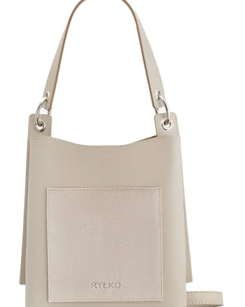 Geana tote de piele cu bareta detasabila, Bej inchis