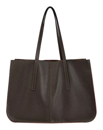Geanta shopper de piele, Maro inchis
