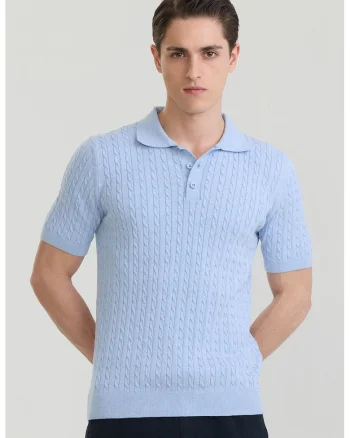 Tricou polo texturat, Albastru