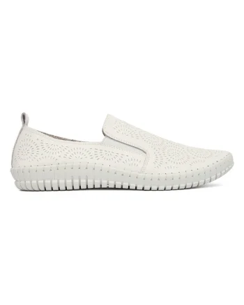 Mocasini dama,  piele naturala, alb