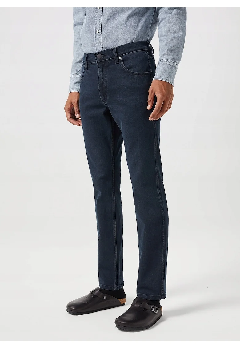Blugi Barbati,  Greensboro, Straight Fit, Talie Medie, 5 Buzunare, Fermoar, Lungi, Bumbac, W31-L34 US, Albastru