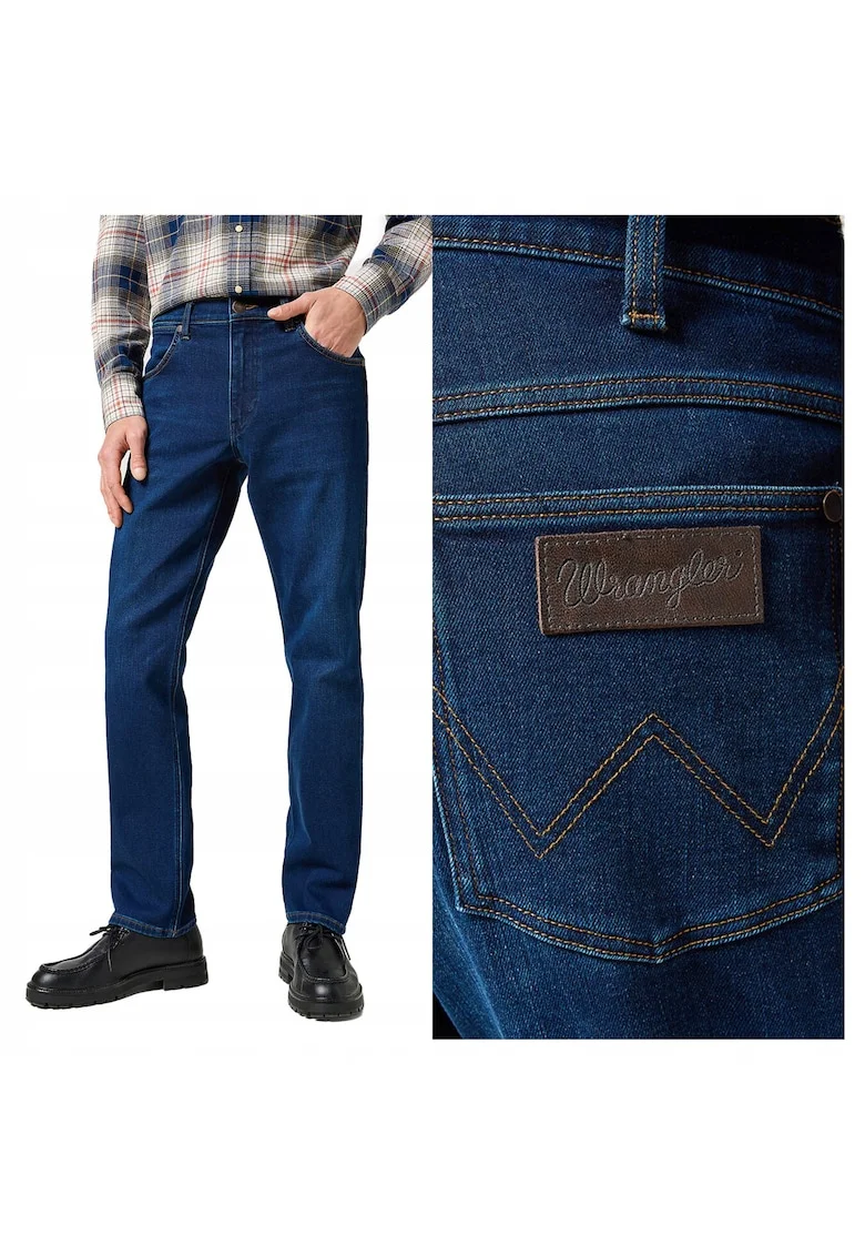 Blugi Barbati,  Greensboro, Straight Fit, Talie Medie, Fermoar, Lungi, 5 Buzunare, Bumbac, W38 L30, Albastru, Albastru