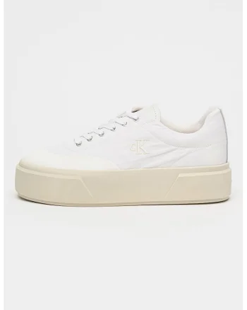 Pantofi sport flatform cu detaliu cu monograma brodata, Alb optic