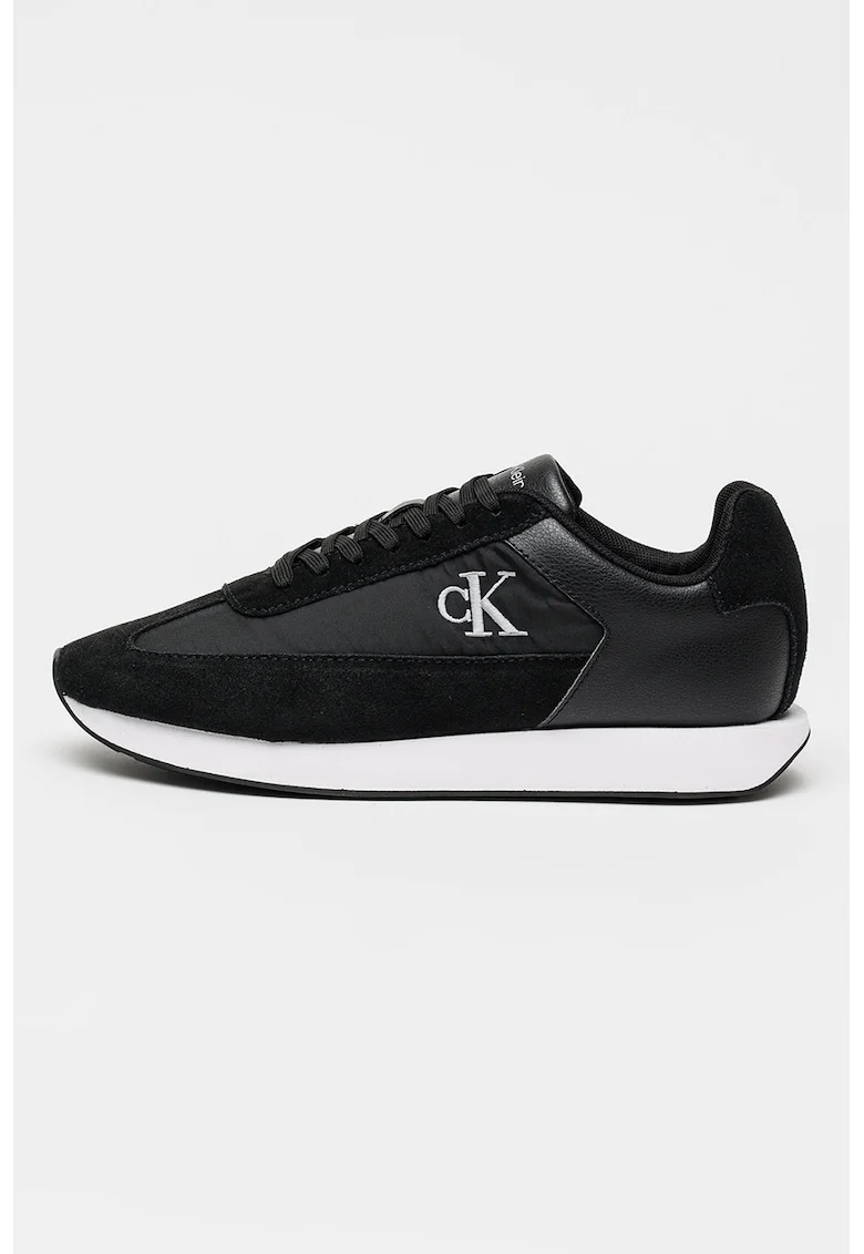 Pantofi sport cu garnituri din piele intoarsa Retro Runner, Negru