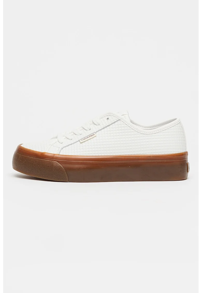 Pantofi sport din piele cu sireturi, Alb optic