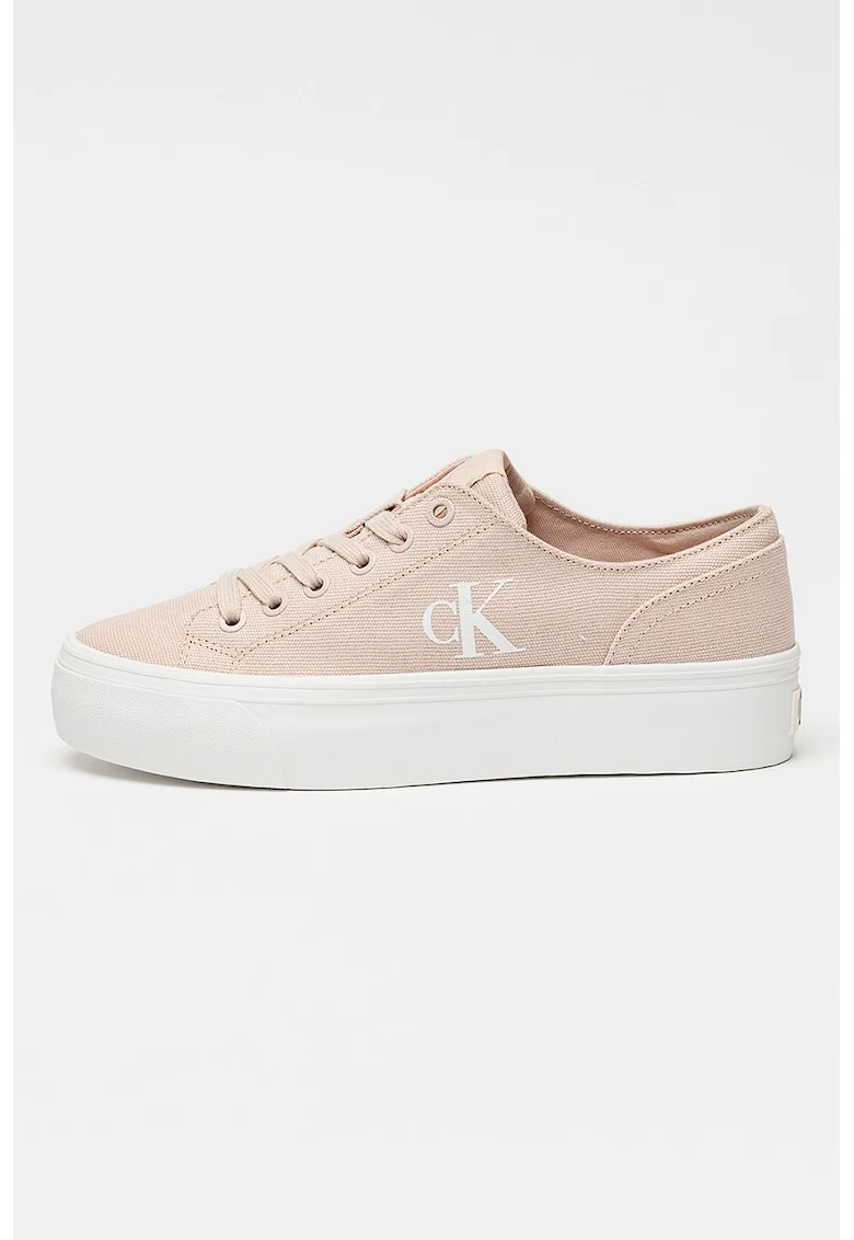 Pantofi sport low cut cu talpa flatform, Roz deschis