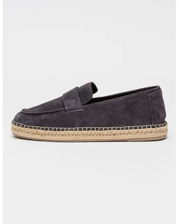 Pantofi loafer de piele intoarsa, Gri carbune