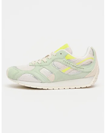 Pantofi sport cu garnituri din piele intoarsa Chic, Ecru/Verde fistic