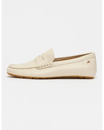 Pantofi loafer din piele cu detaliu cu steag, Bej inchis