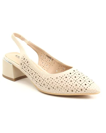 Pantofi dama decupati piele naturala JYJY60005B 02 N, Bej