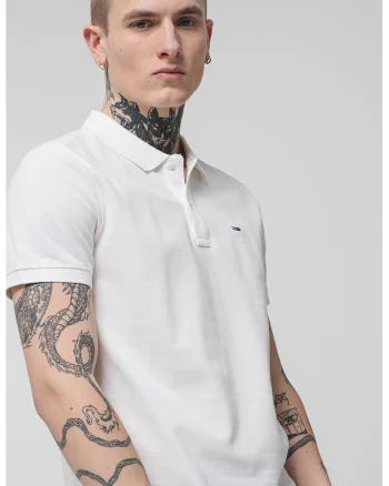 Tricou polo slim fit, Alb