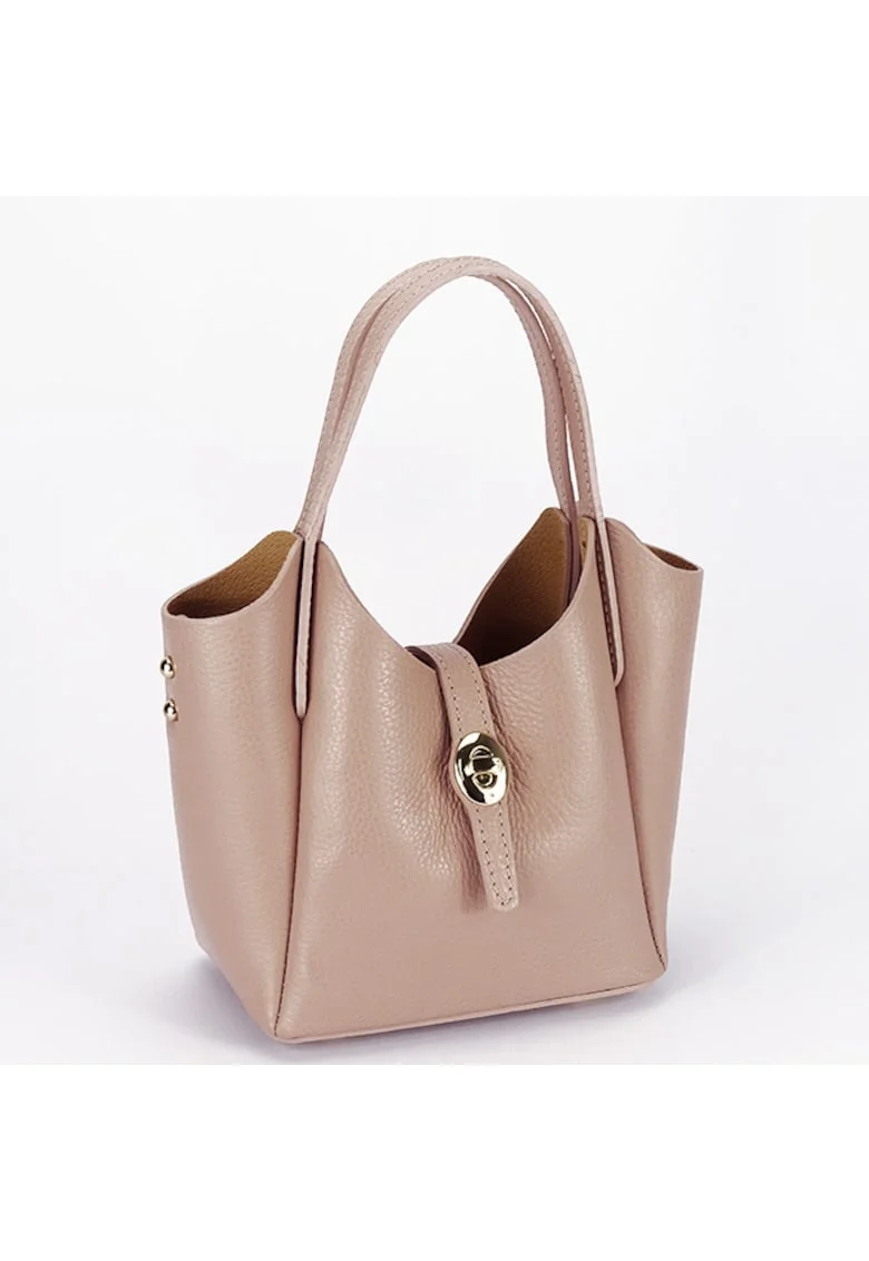 Geanta mica din piele naturala 2057 131, Roz, 16x16x10