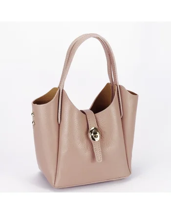 Geanta mica din piele naturala 2057 131, Roz, 16x16x10