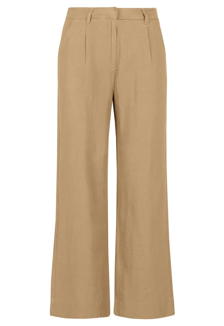 Pantaloni dama din in si viscoza, croiala dreapta, Comfort Fit, buzunare frontale,  R-Gitta, bej,