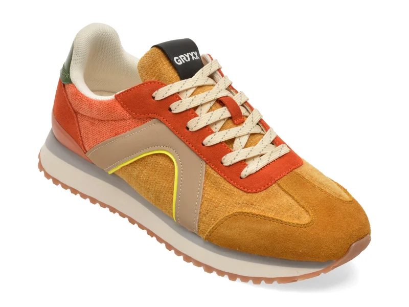 Pantofi sport GRYXX galbeni, 24294, din materila textil si piele naturala