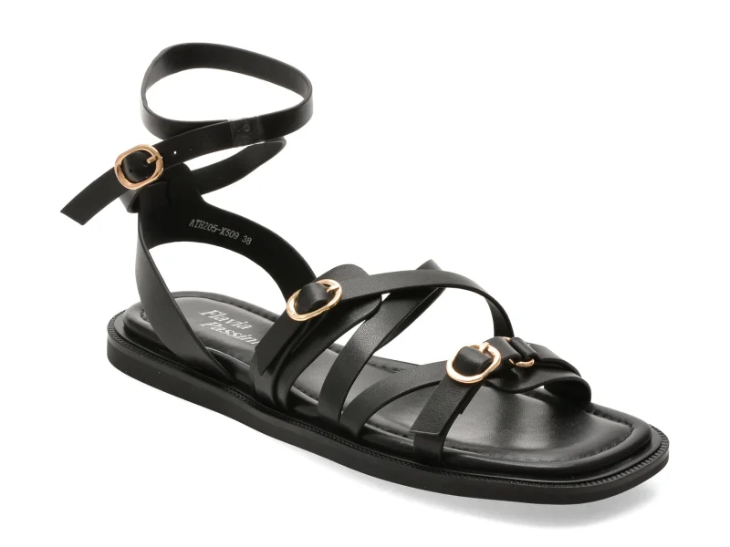 Sandale FLAVIA PASSINI negre, ATH205, din piele naturala
