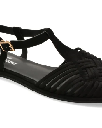 Sandale FLAVIA PASSINI negre, A397, din material textil si piele naturala
