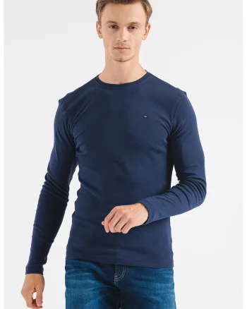 Bluza slim fit de bumbac organic, Bleumarin