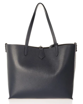 Geanta shopper de piele cu etui interior, Albastru inchis