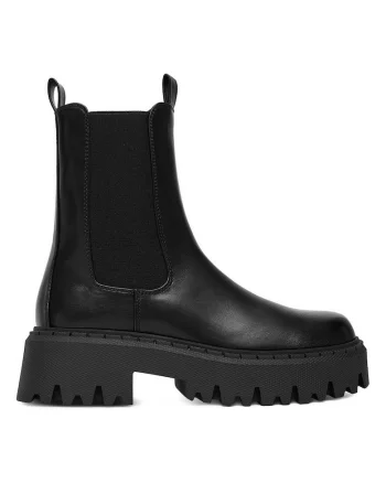 Botine dama,  material textil, negru,